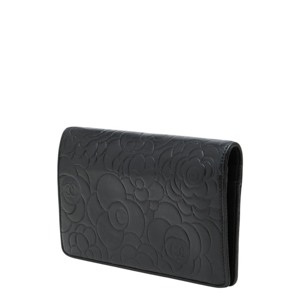 CHANEL Authentic Black Lambskin Leather Logo Wallet - Picture 2 of 11